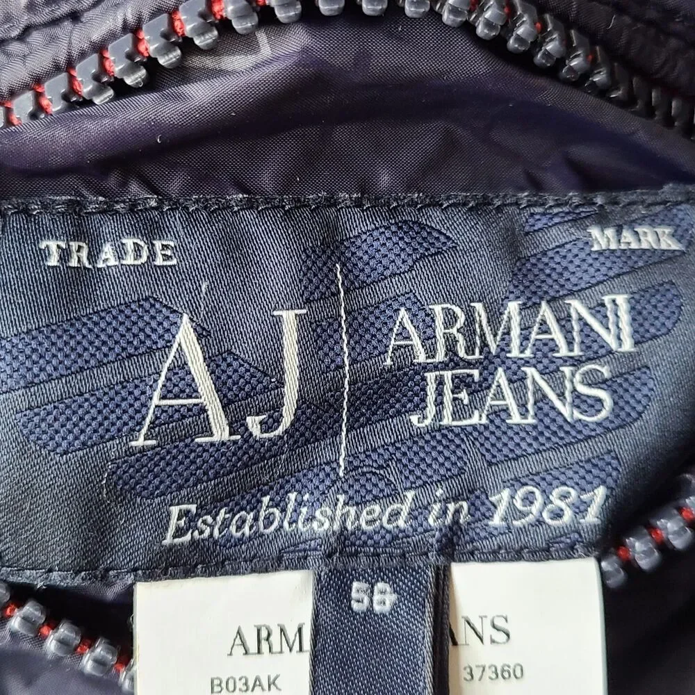 Armani Jeans Reversible Hooded Puffer Jacket Men's XXL EU 56 Red White Full Zip